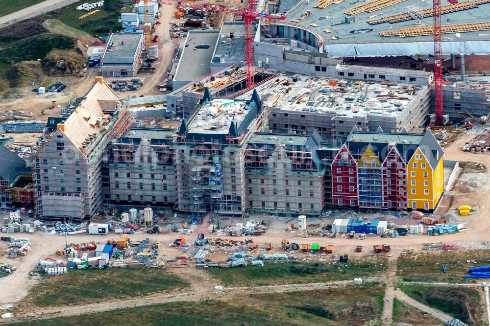 Aerial image Rust - Construction for the new building of the spa and swimming pool at the swimming pool of Recreation Europa-Park in Rust in the state Baden-Wurttemberg