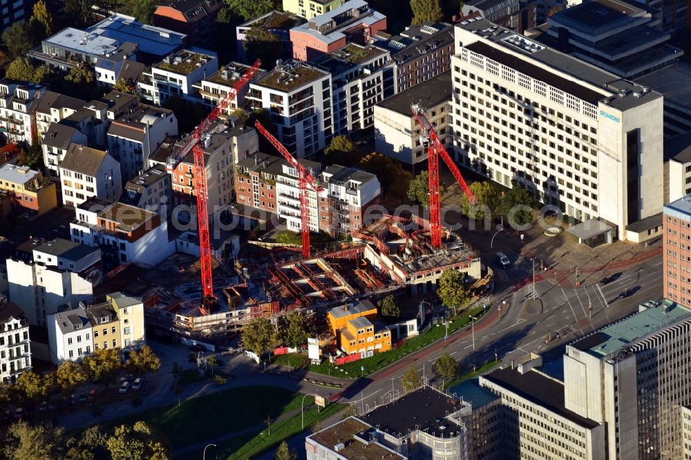 Hamburg from above - New construction site the hotel complex Adenauerallee corner Lindenstrasse in the district St. Georg in Hamburg, Germany