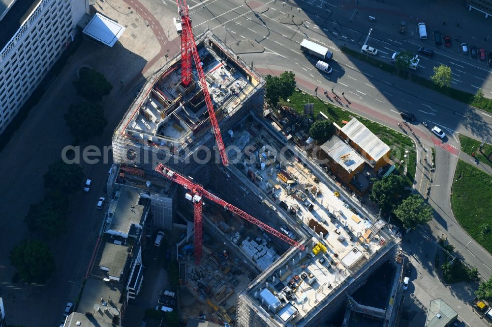 Aerial photograph Hamburg - New construction site the hotel complex Adenauerallee corner Lindenstrasse in the district St. Georg in Hamburg, Germany