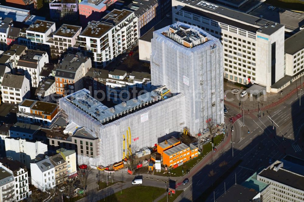 Aerial photograph Hamburg - New construction site the hotel complex Adenauerallee corner Lindenstrasse in the district St. Georg in Hamburg, Germany