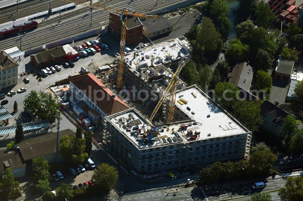 Aerial image Forchheim - New construction site the hotel complex on Bahnhofsplatz in Forchheim in the state Bavaria, Germany