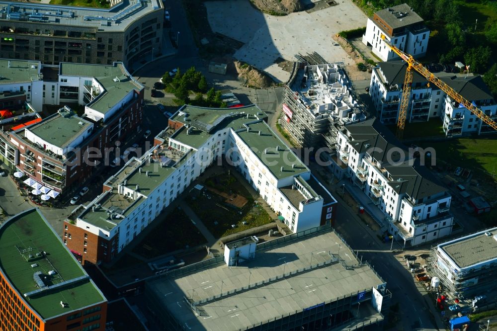 Aerial photograph Rostock - New construction site the hotel complex of Baum Hotel Immobilien Rostock GmbH on Gaffelschonerweg in Rostock in the state Mecklenburg - Western Pomerania, Germany