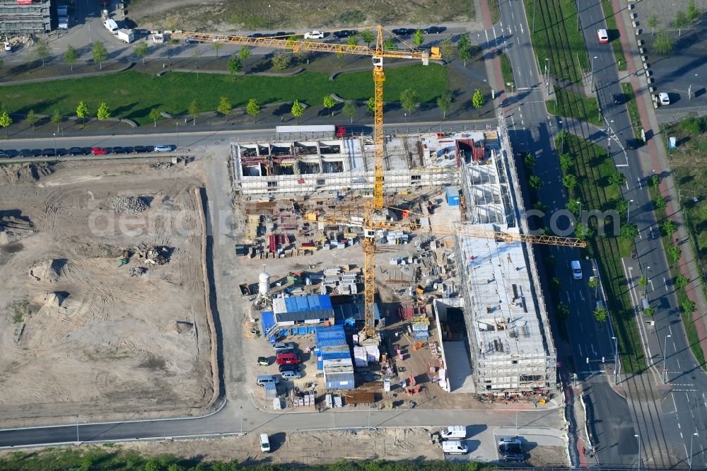 Aerial image Bremen - New construction site the hotel complex of BAUM Holding GmbH Am Kaffee-Quartier - Hansator in Bremen, Germany