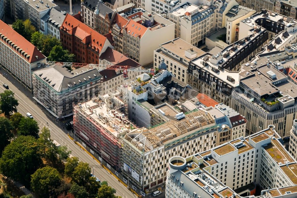 Leipzig from the bird's eye view: New construction site the hotel complex Capri by Fraser Leipzig on Goethestrasse in Leipzig in the state Saxony, Germany