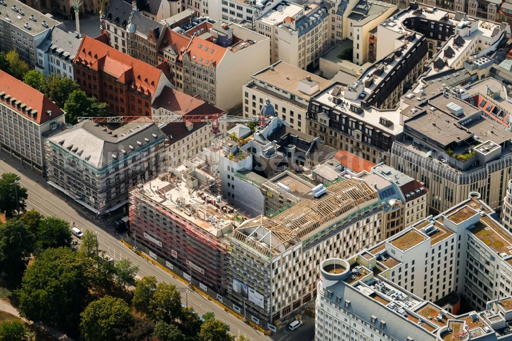 Aerial image Leipzig - New construction site the hotel complex Capri by Fraser Leipzig on Goethestrasse in Leipzig in the state Saxony, Germany