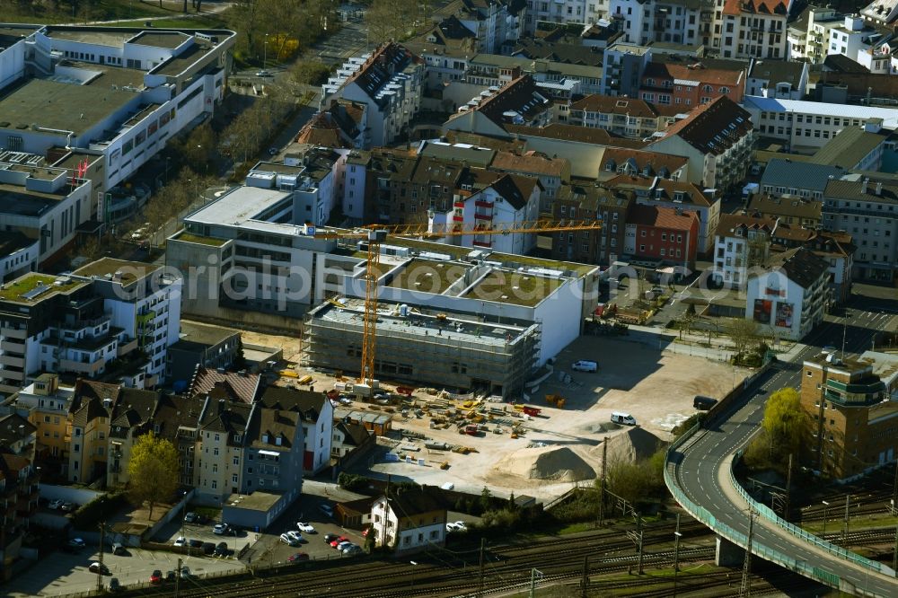 Aerial image Aschaffenburg - New construction site the hotel complex of DORMERO Hotel Aschaffenburg on Goldbacherstrasse in the district Innenstadt in Aschaffenburg in the state Bavaria, Germany