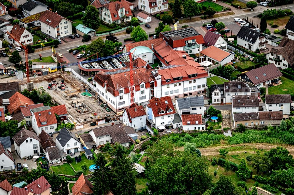 Rauenberg from the bird's eye view: New construction site the hotel complex Erweiterung of Winzerhofes in Rauenberg in the state Baden-Wurttemberg, Germany