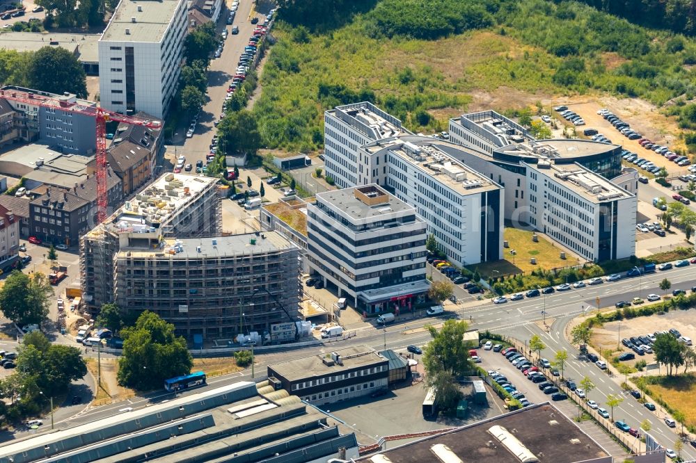 Aerial image Essen - New construction site the hotel complex on Schwanenkampstrasse - Ottilienstrasse in Essen in the state North Rhine-Westphalia, Germany