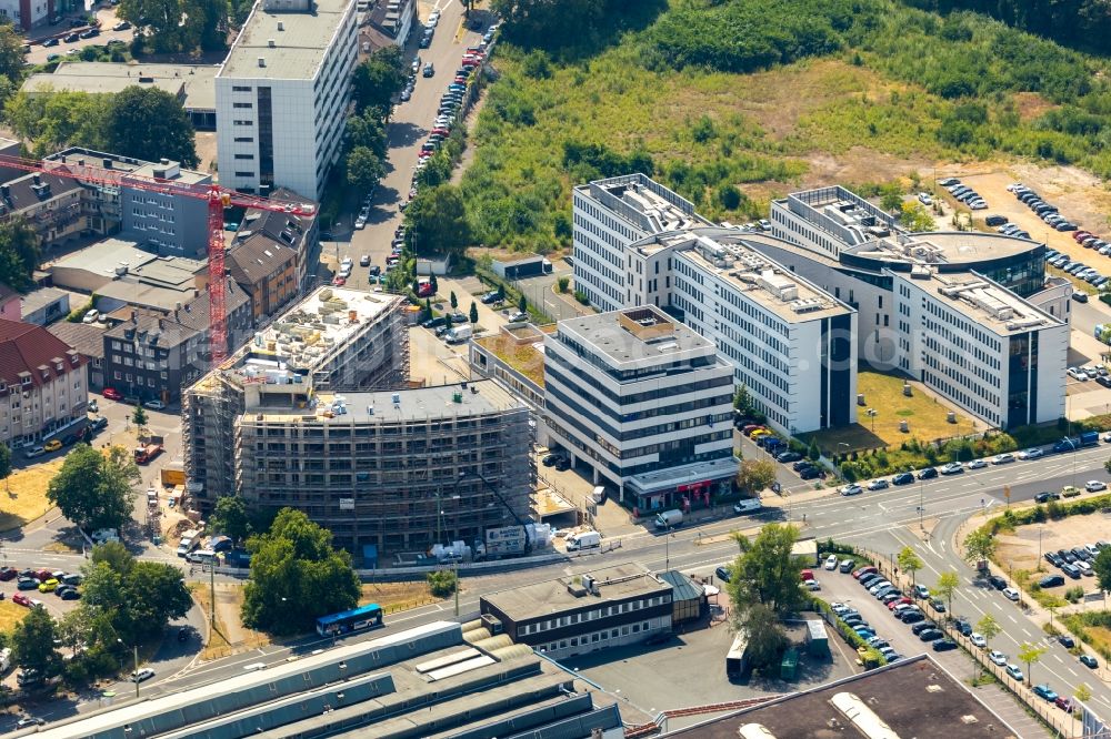 Aerial photograph Essen - New construction site the hotel complex on Schwanenkampstrasse - Ottilienstrasse in Essen in the state North Rhine-Westphalia, Germany