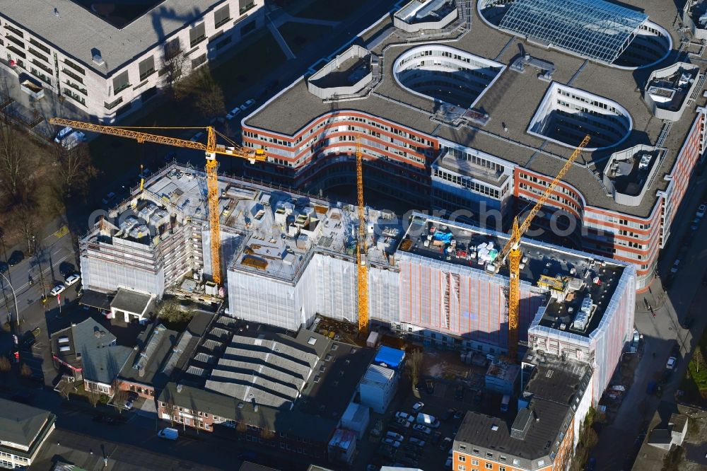 Aerial photograph Hamburg - New construction site the hotel complex of German Hotel Invest III GmbH & Co. KG on Eiffestrasse - Wikingerweg in Hamburg, Germany