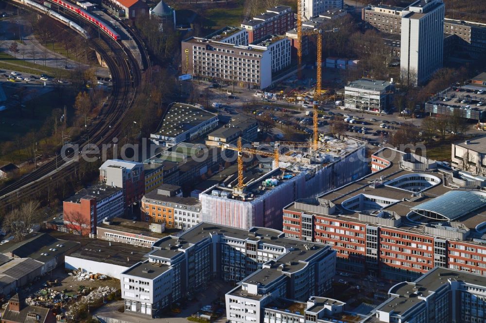 Aerial photograph Hamburg - New construction site the hotel complex of German Hotel Invest III GmbH & Co. KG on Eiffestrasse - Wikingerweg in Hamburg, Germany