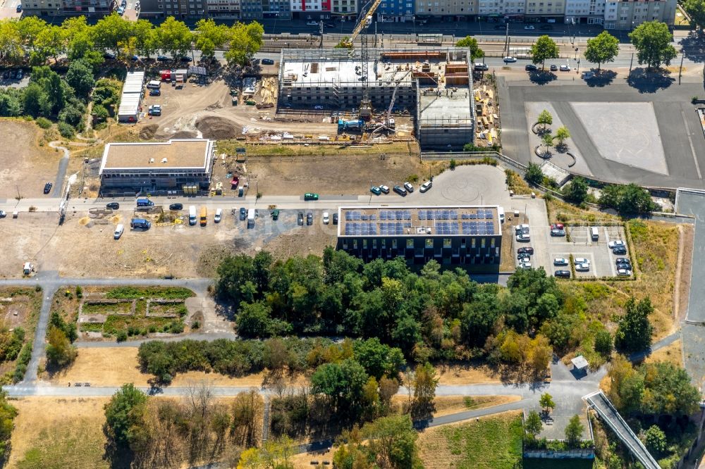 Aerial photograph Bochum - New construction site the hotel complex of GHOTEL GmbH on Alleestrasse in Bochum in the state North Rhine-Westphalia, Germany