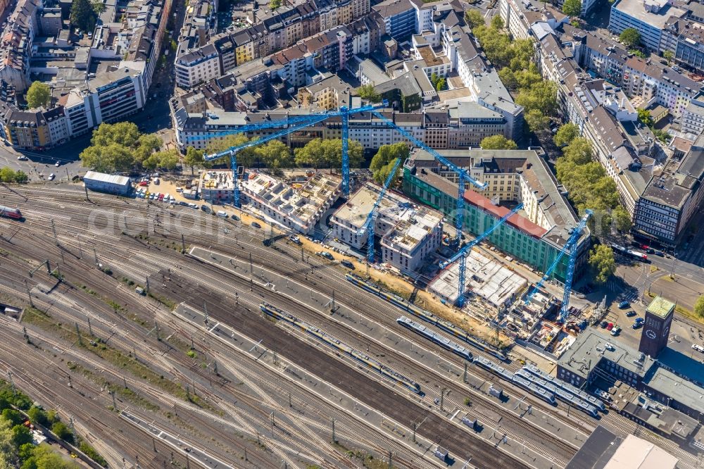 Aerial photograph Düsseldorf - New construction site the hotel complex on Harkortstrasse in Duesseldorf in the state North Rhine-Westphalia, Germany