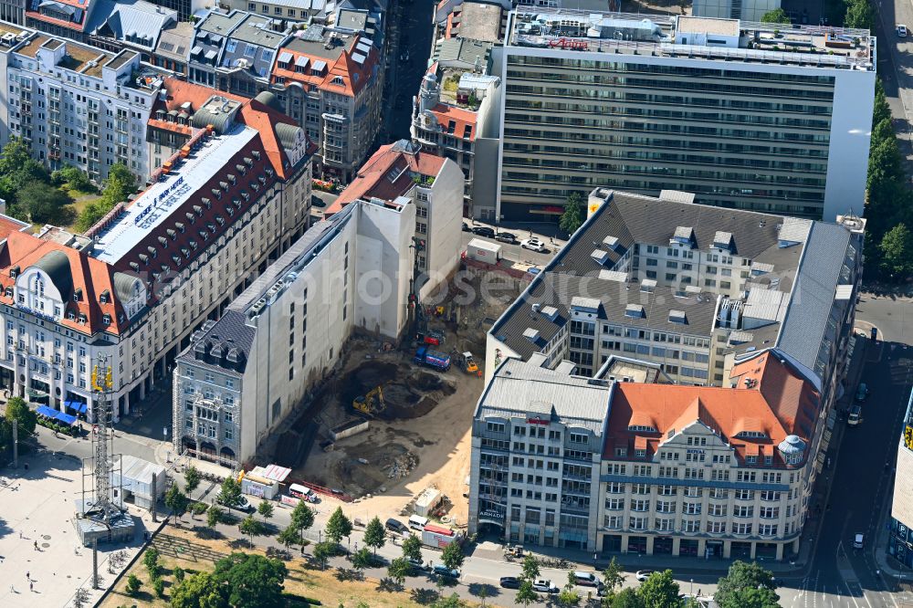 Aerial photograph Leipzig - New construction site the hotel complex Harmelinquartier on street Nikolaistrasse in the district Zentrum in Leipzig in the state Saxony, Germany