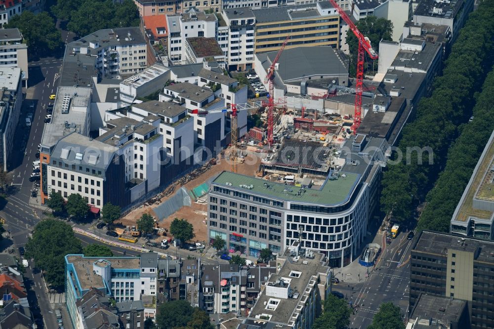 Köln from above - New construction site the hotel complex on Hohenzollernring in the district Neustadt-Nord in Cologne in the state North Rhine-Westphalia, Germany