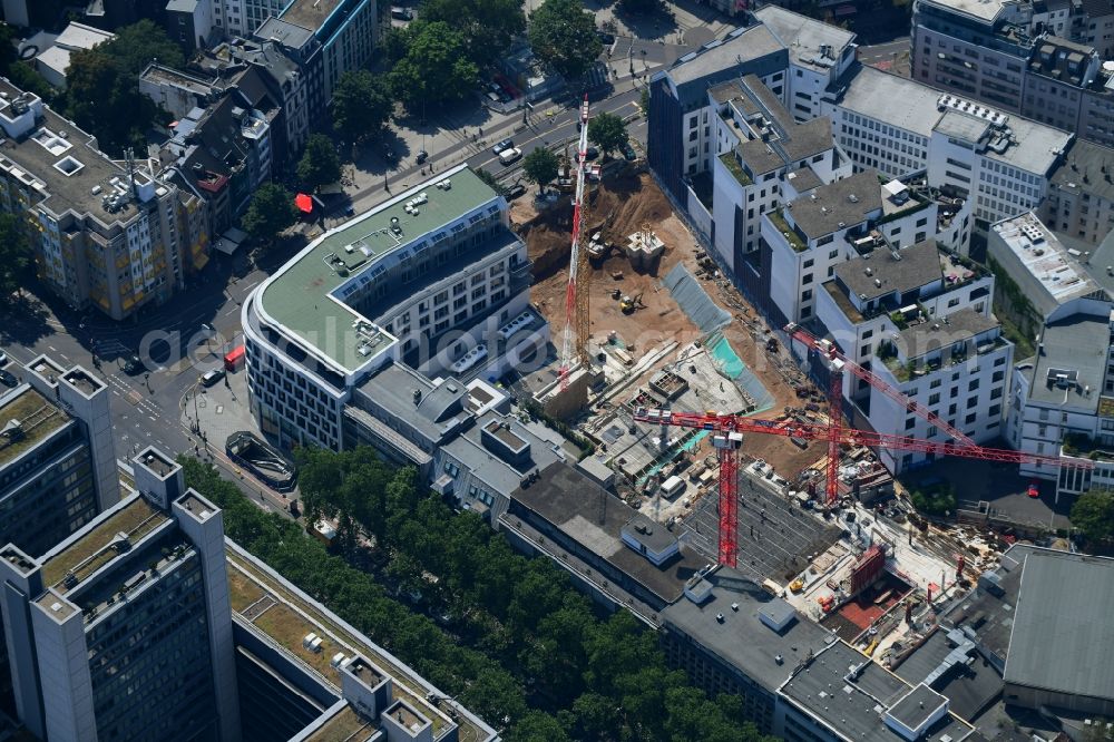 Köln from above - New construction site the hotel complex on Hohenzollernring in the district Neustadt-Nord in Cologne in the state North Rhine-Westphalia, Germany