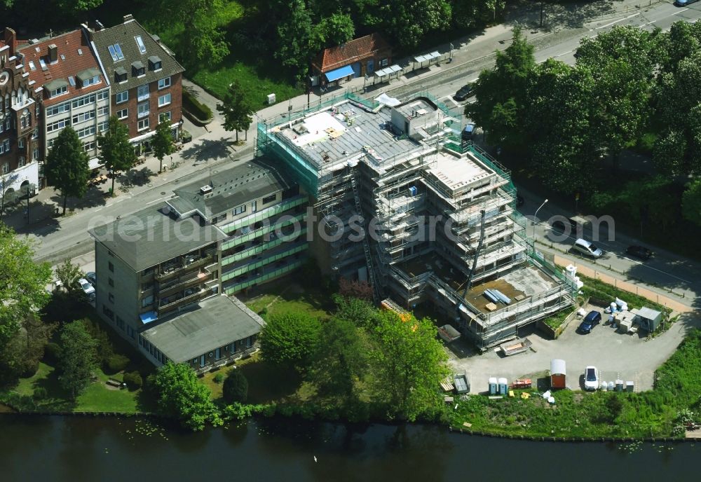 Lübeck from above - New construction site the hotel complex Hotel Am Muehlenteich in the district Innenstadt in Luebeck in the state Schleswig-Holstein, Germany