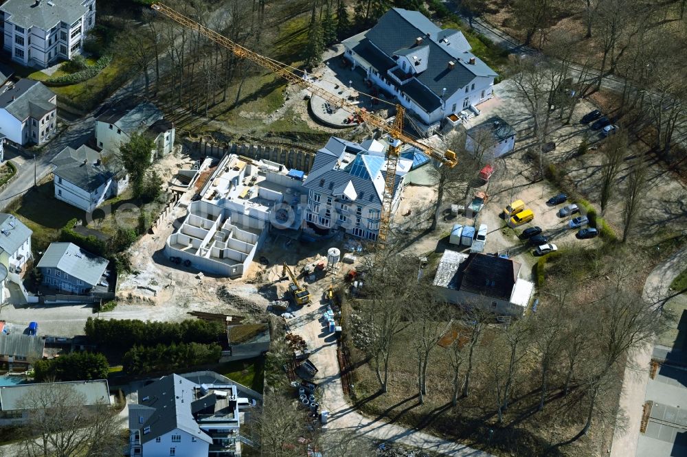 Aerial photograph Heringsdorf - New construction site the hotel complex Hotel & Restaurant Weisses Schloss in Heringsdorf on the island of Usedom in the state Mecklenburg - Western Pomerania, Germany