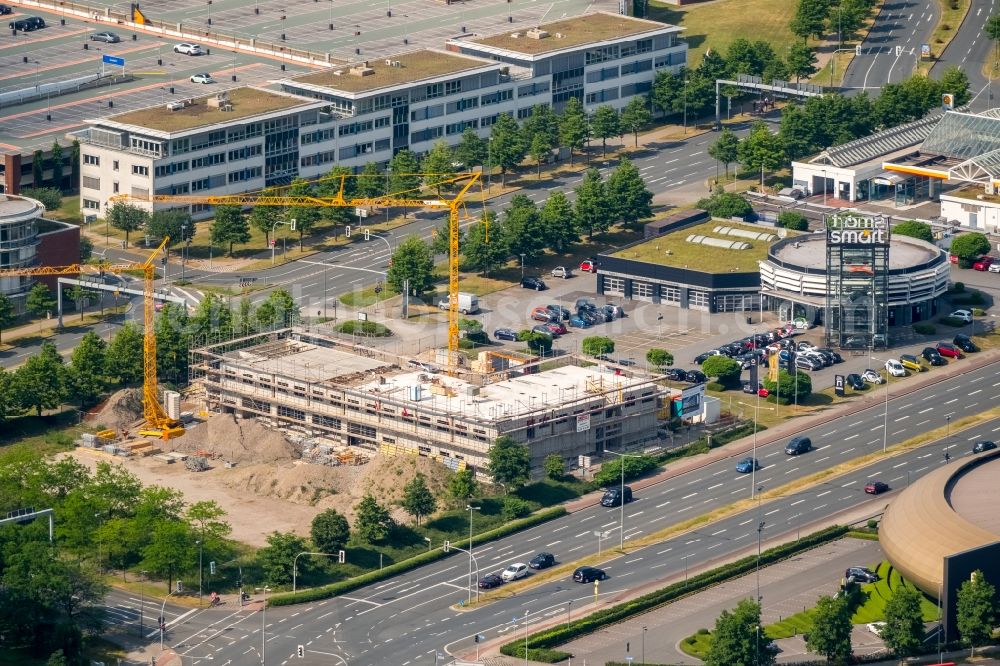 Aerial image Oberhausen - New construction site the hotel complex Hotels Holiday Inn Express in Oberhausen between Centroallee and Osterfelder Strasse in Oberhausen in the state North Rhine-Westphalia, Germany