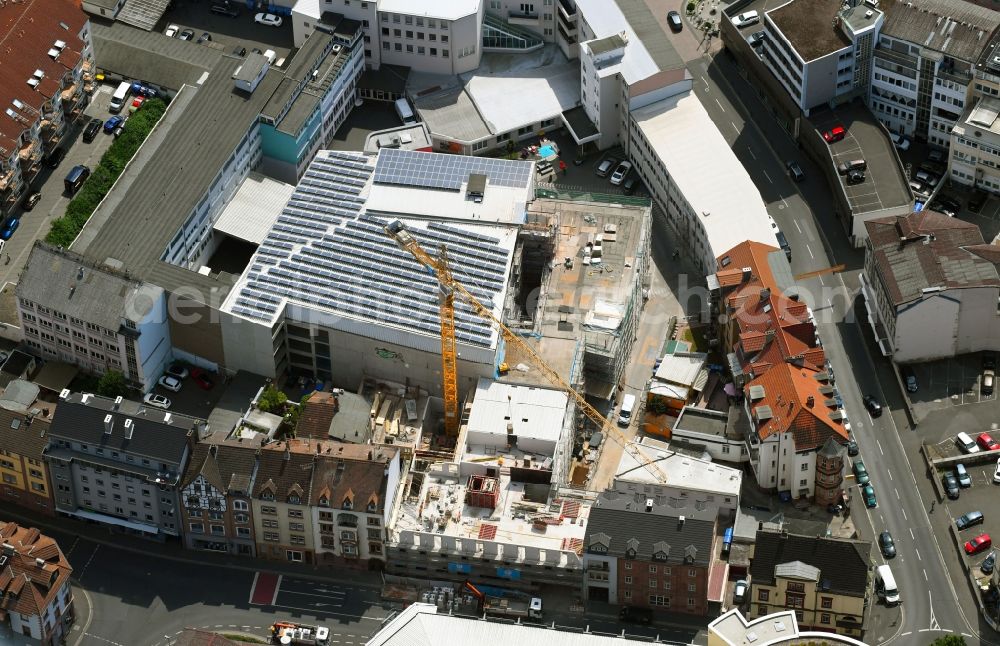 Aerial image Aschaffenburg - New construction site the hotel complex Ibis Styles Hotels on Elisenstrasse in the district Innenstadt in Aschaffenburg in the state Bavaria, Germany