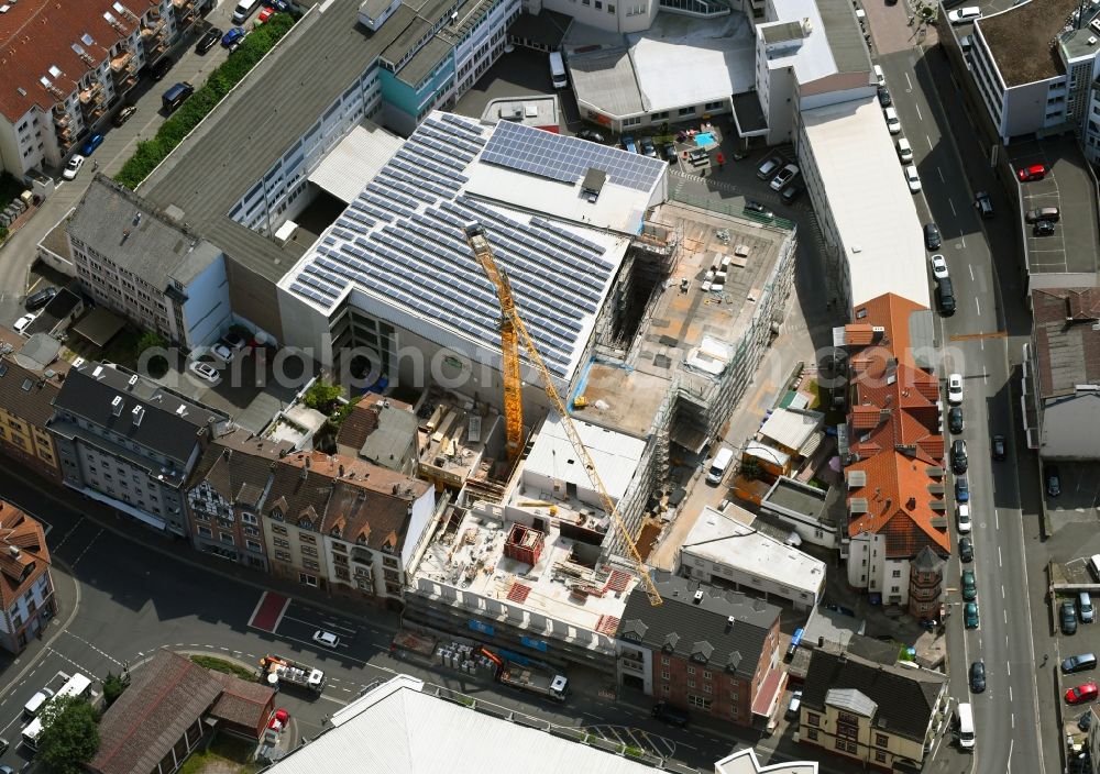 Aerial photograph Aschaffenburg - New construction site the hotel complex Ibis Styles Hotels on Elisenstrasse in the district Innenstadt in Aschaffenburg in the state Bavaria, Germany