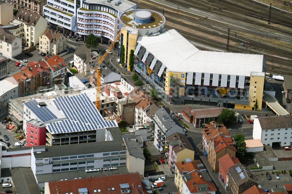 Aschaffenburg from the bird's eye view: New construction site the hotel complex Ibis Styles Hotels on Elisenstrasse in the district Innenstadt in Aschaffenburg in the state Bavaria, Germany