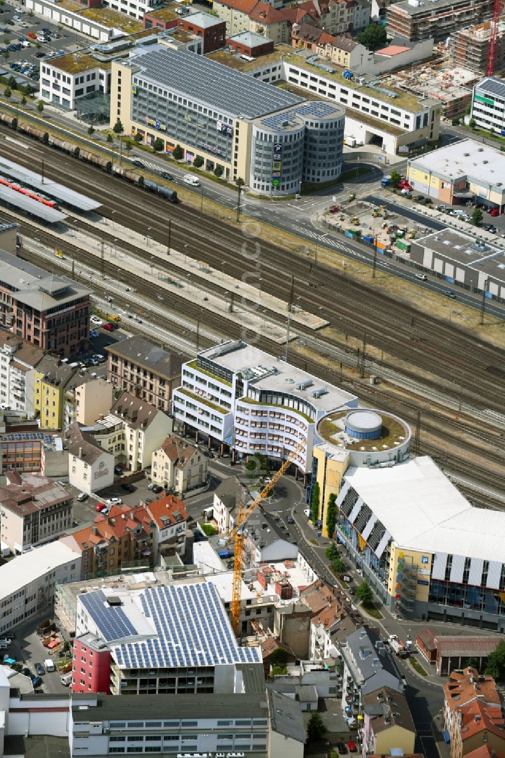 Aerial image Aschaffenburg - New construction site the hotel complex Ibis Styles Hotels on Elisenstrasse in the district Innenstadt in Aschaffenburg in the state Bavaria, Germany