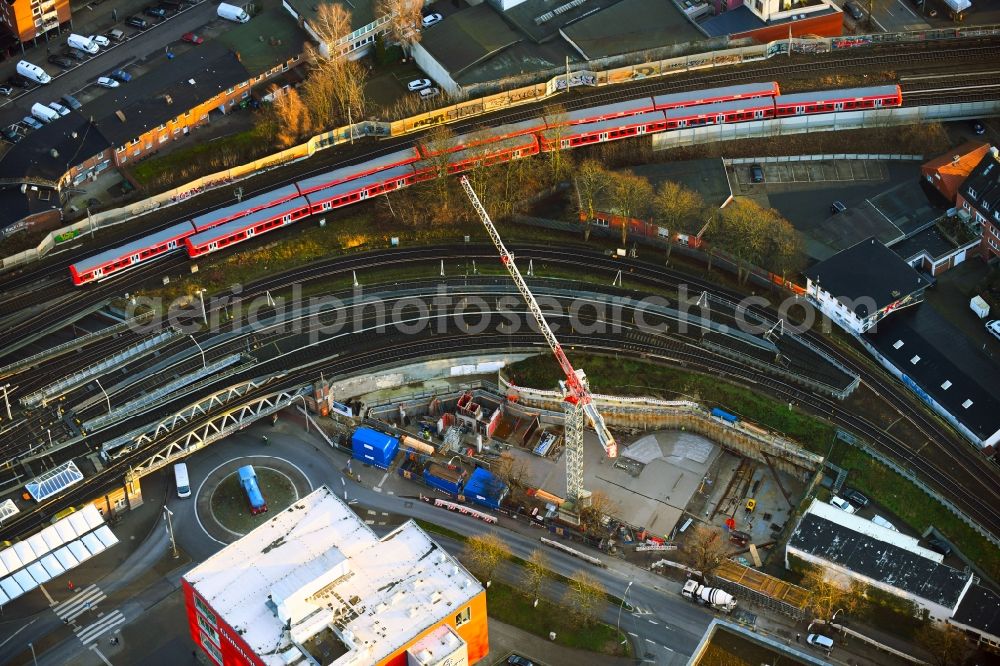 Hamburg from the bird's eye view: New construction site the hotel complex IBIS Styles on Fuhlsbuettler Strasse in the district Barmbek in Hamburg, Germany