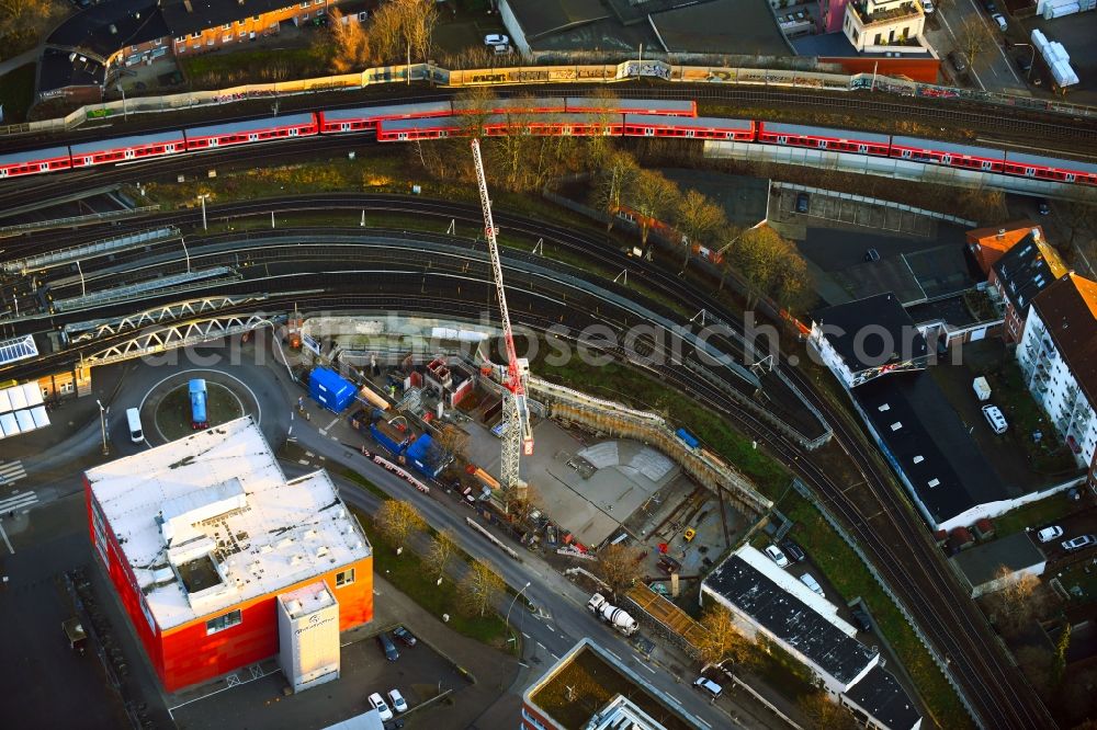 Aerial image Hamburg - New construction site the hotel complex IBIS Styles on Fuhlsbuettler Strasse in the district Barmbek in Hamburg, Germany