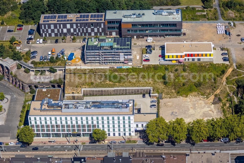 Bochum from the bird's eye view: New construction site the hotel complex on Jahrhunderthalle Westpark on Alleestrasse in the district Stahlhausen in Bochum in the state North Rhine-Westphalia, Germany