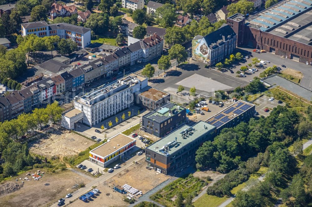 Bochum from above - New construction site the hotel complex on Jahrhunderthalle Westpark on Alleestrasse in the district Stahlhausen in Bochum in the state North Rhine-Westphalia, Germany