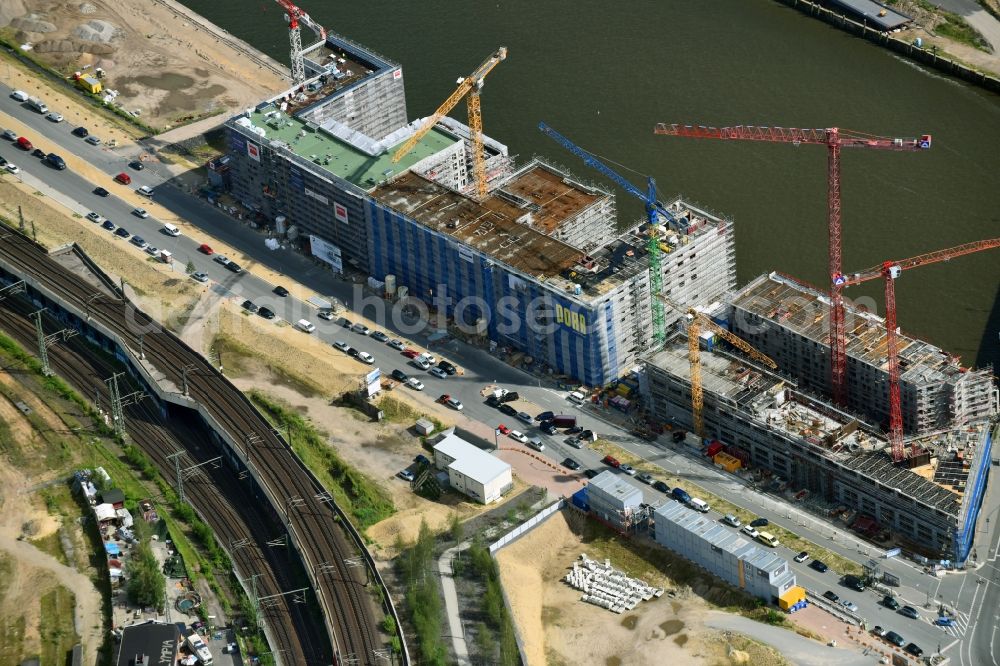 Aerial photograph Hamburg - New construction site the hotel complex JUFA Hotel Hamburg in the Hafencity on Versmannstrasse in Hamburg, Germany