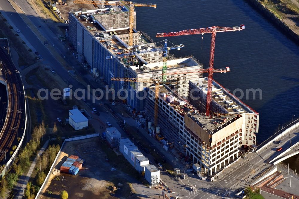 Hamburg from above - New construction site the hotel complex JUFA Hotel Hamburg in the Hafencity on Versmannstrasse in Hamburg, Germany