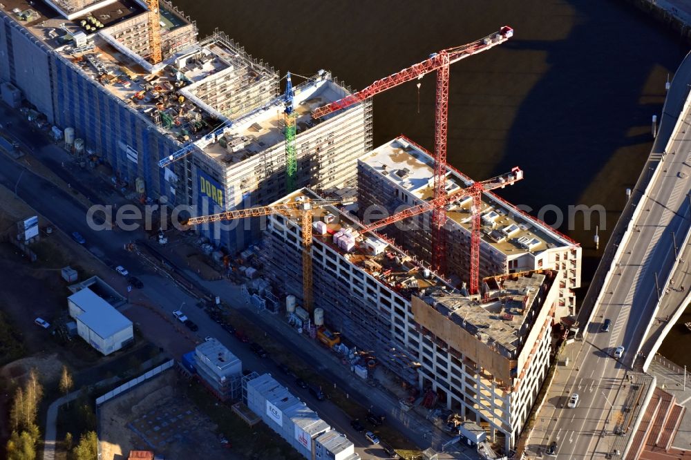 Aerial image Hamburg - New construction site the hotel complex JUFA Hotel Hamburg in the Hafencity on Versmannstrasse in Hamburg, Germany