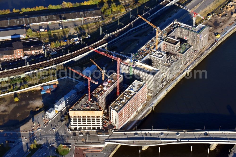 Hamburg from above - New construction site the hotel complex JUFA Hotel Hamburg in the Hafencity on Versmannstrasse in Hamburg, Germany