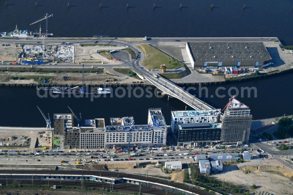 Aerial photograph Hamburg - New construction site the hotel complex JUFA Hotel Hamburg in the Hafencity on Versmannstrasse in Hamburg, Germany