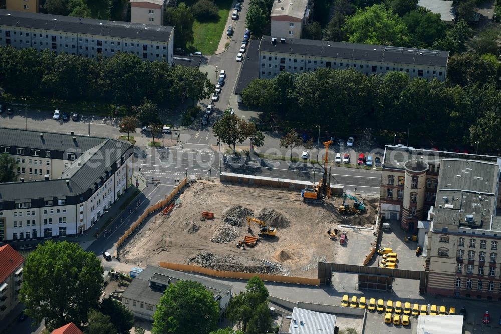 Aerial image Potsdam - New construction site the hotel complex Am Kanal - Franzoesischer Strasse in Potsdam in the state Brandenburg, Germany