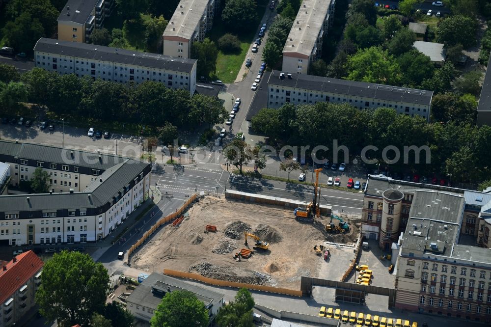 Aerial photograph Potsdam - New construction site the hotel complex Am Kanal - Franzoesischer Strasse in Potsdam in the state Brandenburg, Germany