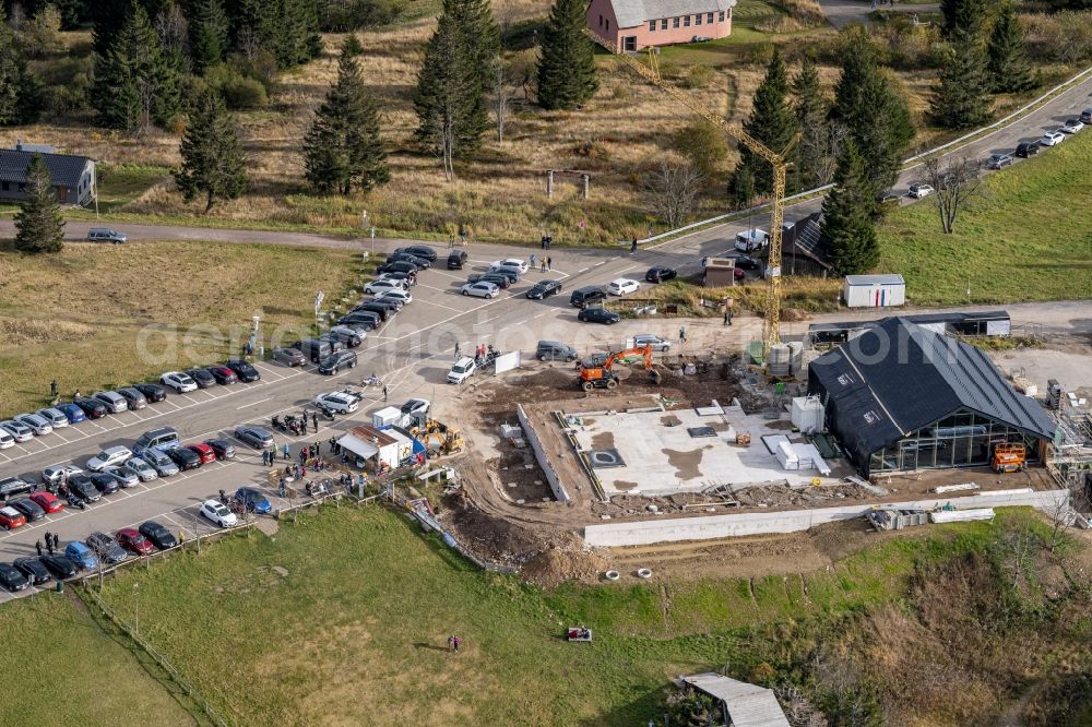 Sankt Peter from the bird's eye view: New construction site the hotel complex Kandelhotel on Berg Kandel in Sankt Peter in the state Baden-Wuerttemberg, Germany