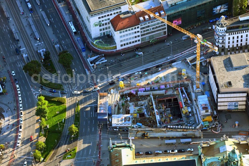 München from above - New construction site the hotel complex Koenigshof on Bayerstrasse - Karlsplatz - Prielmayerstrasse in the district Ludwigsvorstadt-Isarvorstadt in Munich in the state Bavaria, Germany