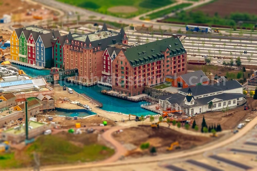 Rust from above - New construction site the hotel complex Konasar in Rust in the state Baden-Wurttemberg, Germany