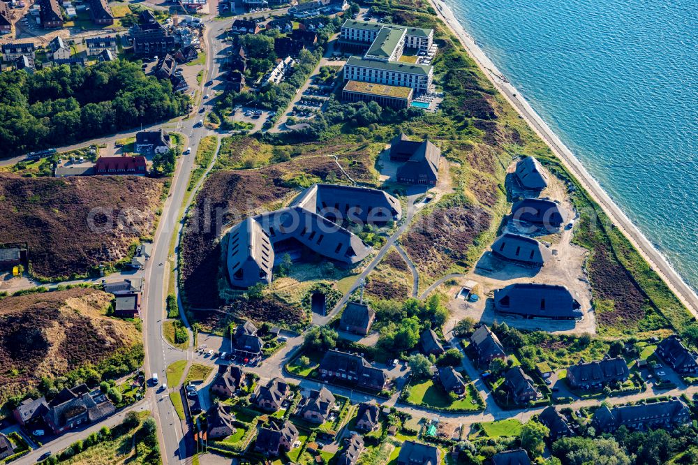 List from the bird's eye view: New construction site the hotel complex Lanserhof on the island Sylt in the state Schleswig-Holstein, Germany