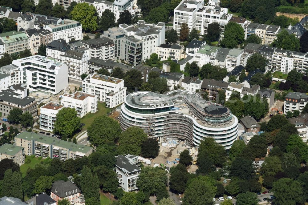 Aerial image Hamburg - New construction site the hotel complex Luxushotel The Fontenay an der Aussenalster im Stadtteil Rotherbaum in Hamburg