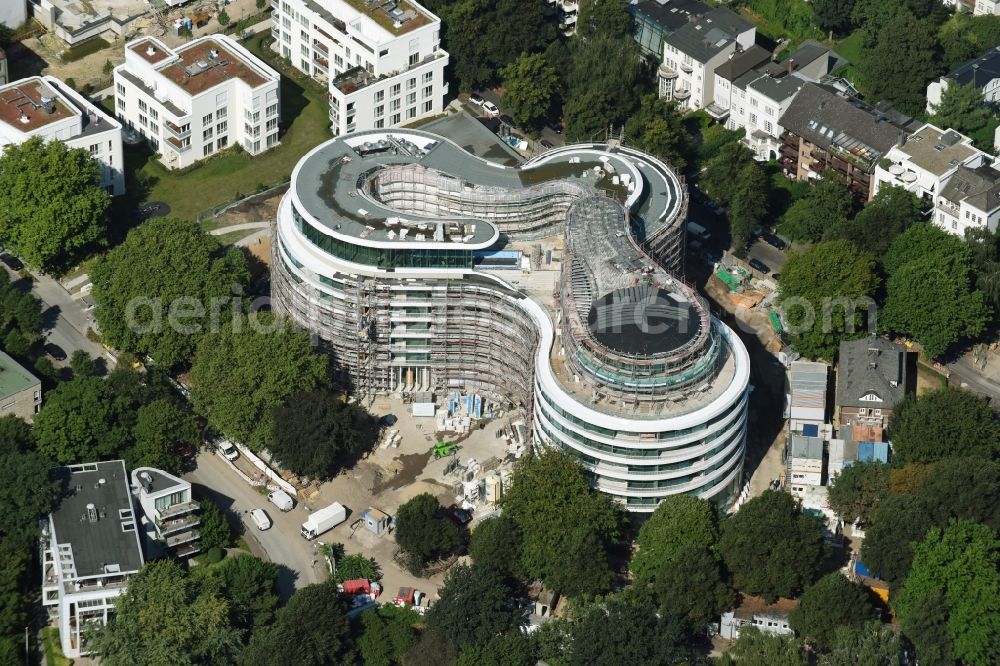 Hamburg from above - New construction site the hotel complex Luxushotel The Fontenay an der Aussenalster im Stadtteil Rotherbaum in Hamburg