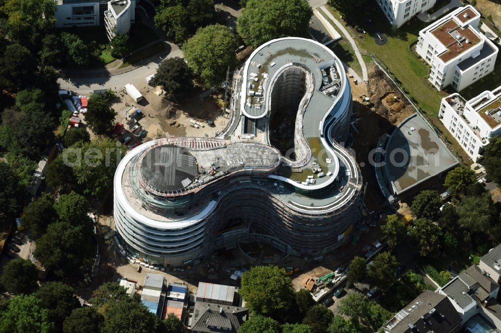 Hamburg from above - New construction site the hotel complex Luxushotel The Fontenay an der Aussenalster im Stadtteil Rotherbaum in Hamburg