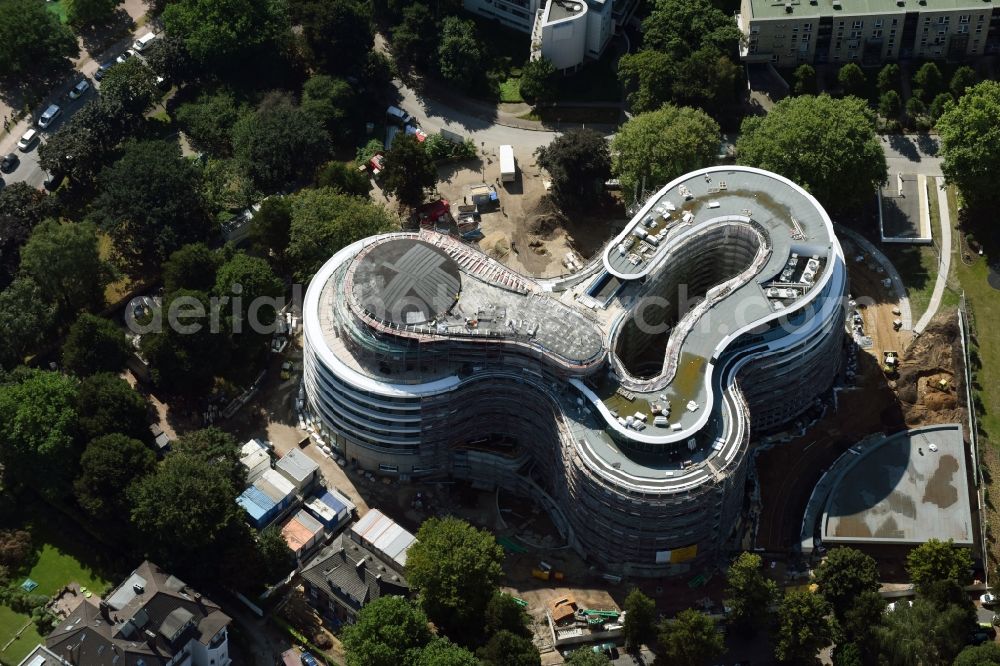 Aerial image Hamburg - New construction site the hotel complex Luxushotel The Fontenay an der Aussenalster im Stadtteil Rotherbaum in Hamburg