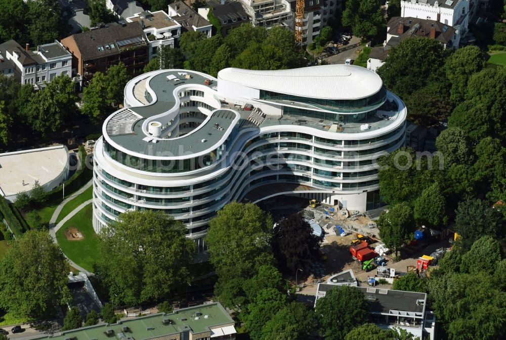 Hamburg from above - New construction site the hotel complex Luxushotel The Fontenay an der Aussenalster im Stadtteil Rotherbaum in Hamburg