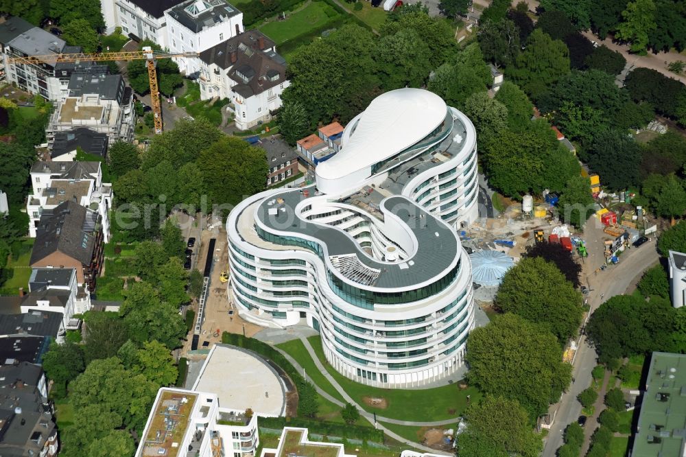 Aerial photograph Hamburg - New construction site the hotel complex Luxushotel The Fontenay an der Aussenalster im Stadtteil Rotherbaum in Hamburg