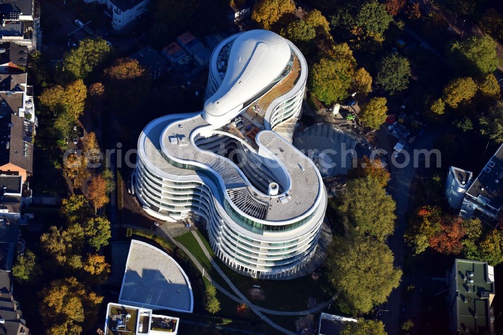 Aerial image Hamburg - New construction site the hotel complex Luxushotel The Fontenay an der Aussenalster im Stadtteil Rotherbaum in Hamburg