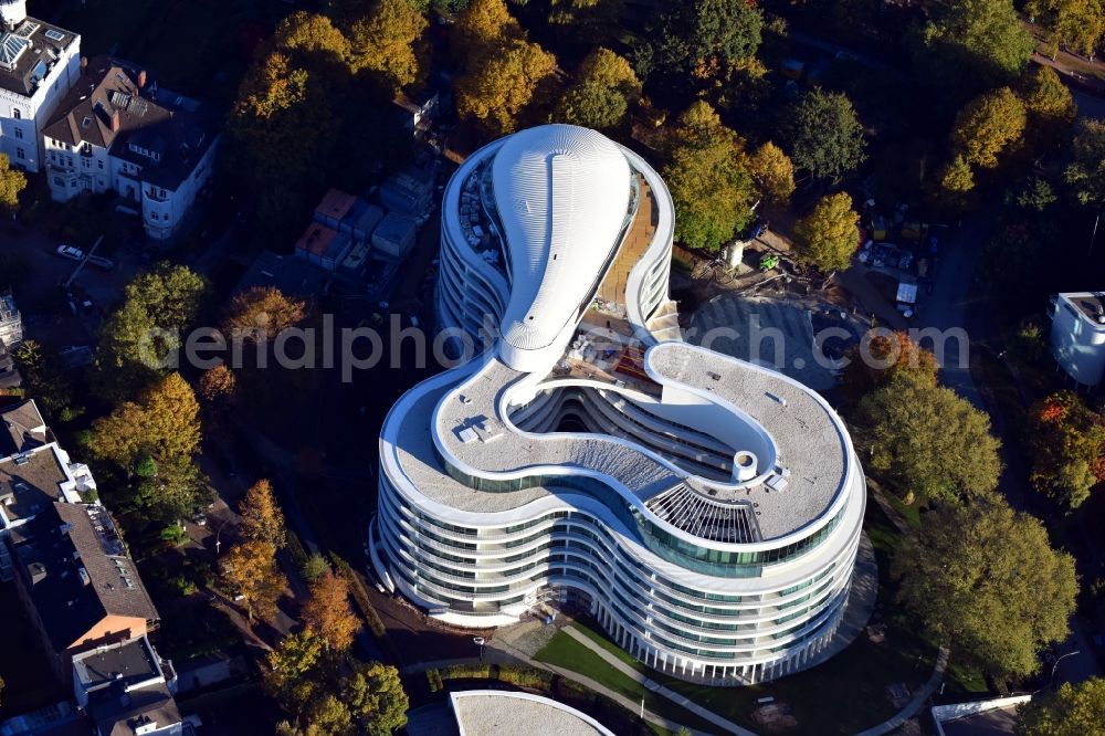 Aerial photograph Hamburg - New construction site the hotel complex Luxushotel The Fontenay an der Aussenalster im Stadtteil Rotherbaum in Hamburg